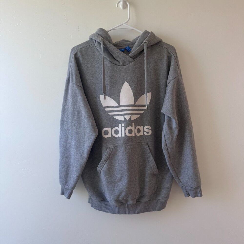 Adidas Originals Gray Trefoil Logo Pullover Hoodie Sweatshirt Size M